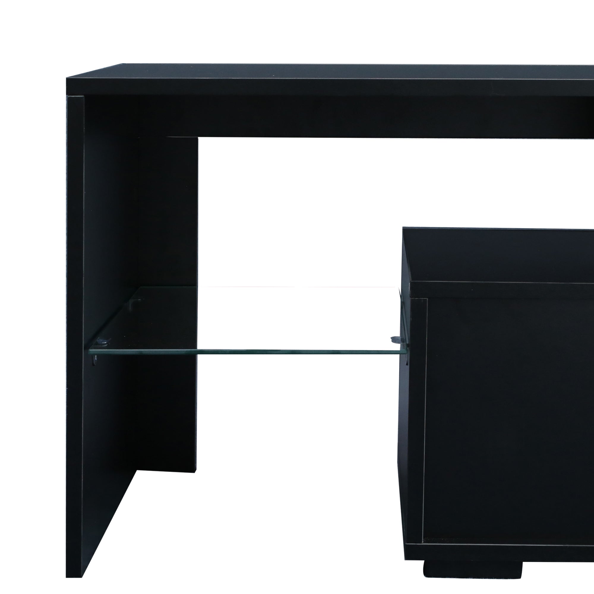 Modern Black TV Stand, 20 Colors LED TV Stand w/Remote Control Lights - Grand Goldman Shop
