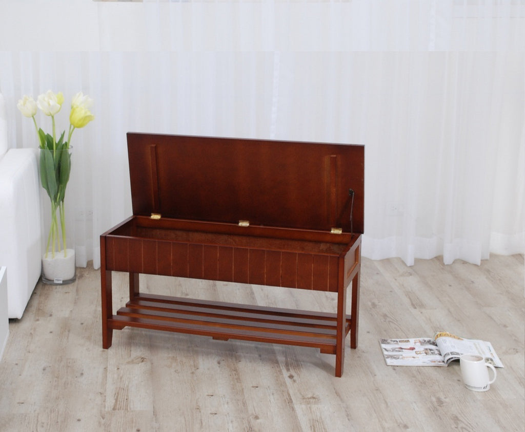 Quality Solid Wood Shoe Bench with Storage, Cherry - Grand Goldman Shop