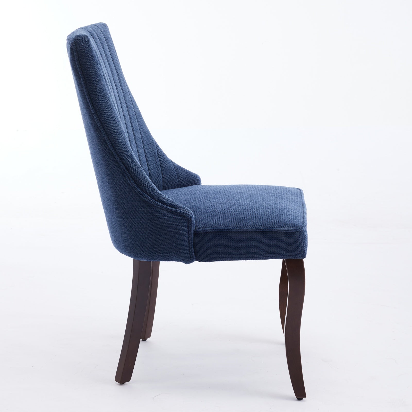Rayon Cloth Flocking Linen Dining Chairs Channel Kitchen Dinner Chair Comfy Fabric Upholstered Accent Chair for Dining Room with Curved Solid Wood Legs,Set of 2 (Blue), SW1847BL - Grand Goldman Shop