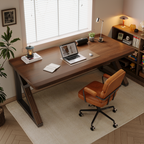 Solid Wood 55.1-Inch Extra Long Desk,Thickened Desk,Two Person Double Desk for Home Office, Wooden Long Computer Desk,Writing