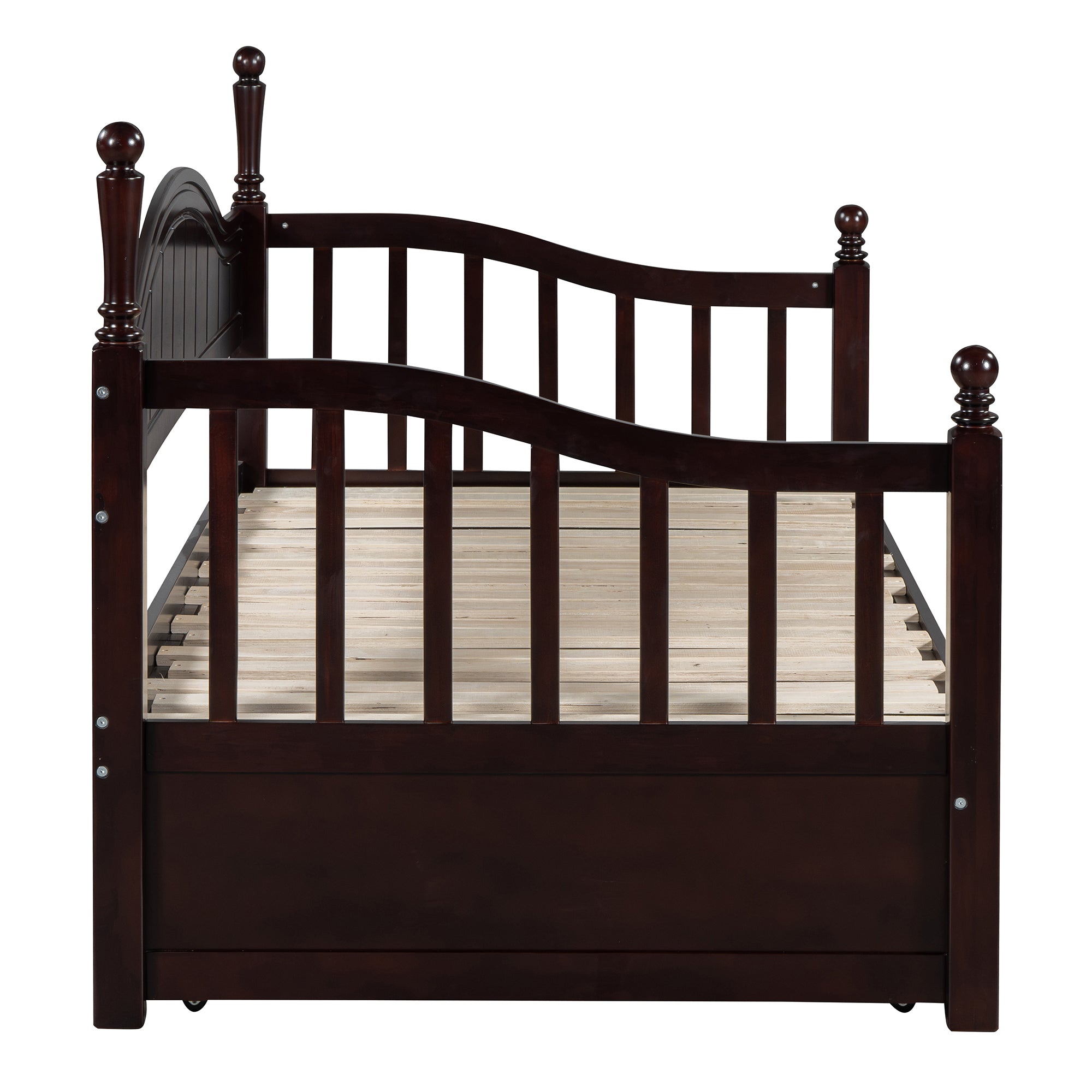 Wooden Twin Size Daybed with Twin Size Trundle, Extendable Daybed with Two Storage Drawers, Espresso(Expected Arrival Time:9.12) - Grand Goldman Shop