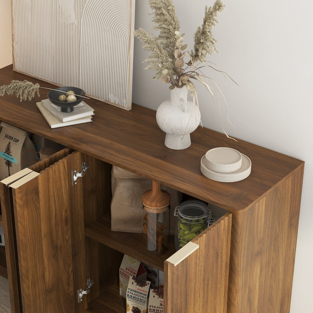 Wood Modern Buffet Cabinet with Storage, Fluted Sideboard Large Buffet with Adjustable Shelves, Credenza, Accent Cabinet Console Table - Grand Goldman Shop