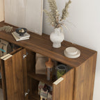 Wood Modern Buffet Cabinet with Storage, Fluted Sideboard Large Buffet with Adjustable Shelves, Credenza, Accent Cabinet Console Table - Grand Goldman Shop