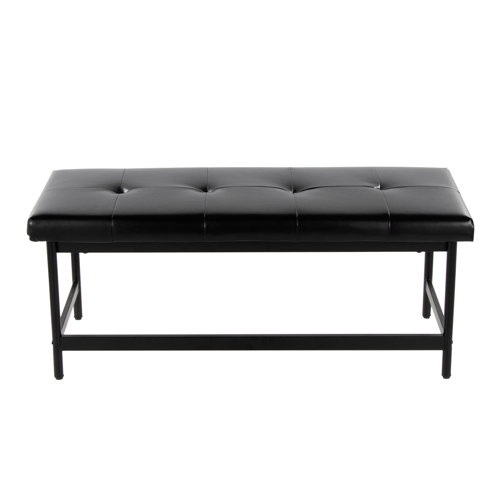 Bench in Black Metal and Black Faux Leather - Grand Goldman Shop
