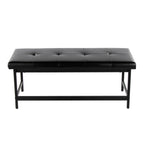 Bench in Black Metal and Black Faux Leather - Grand Goldman Shop