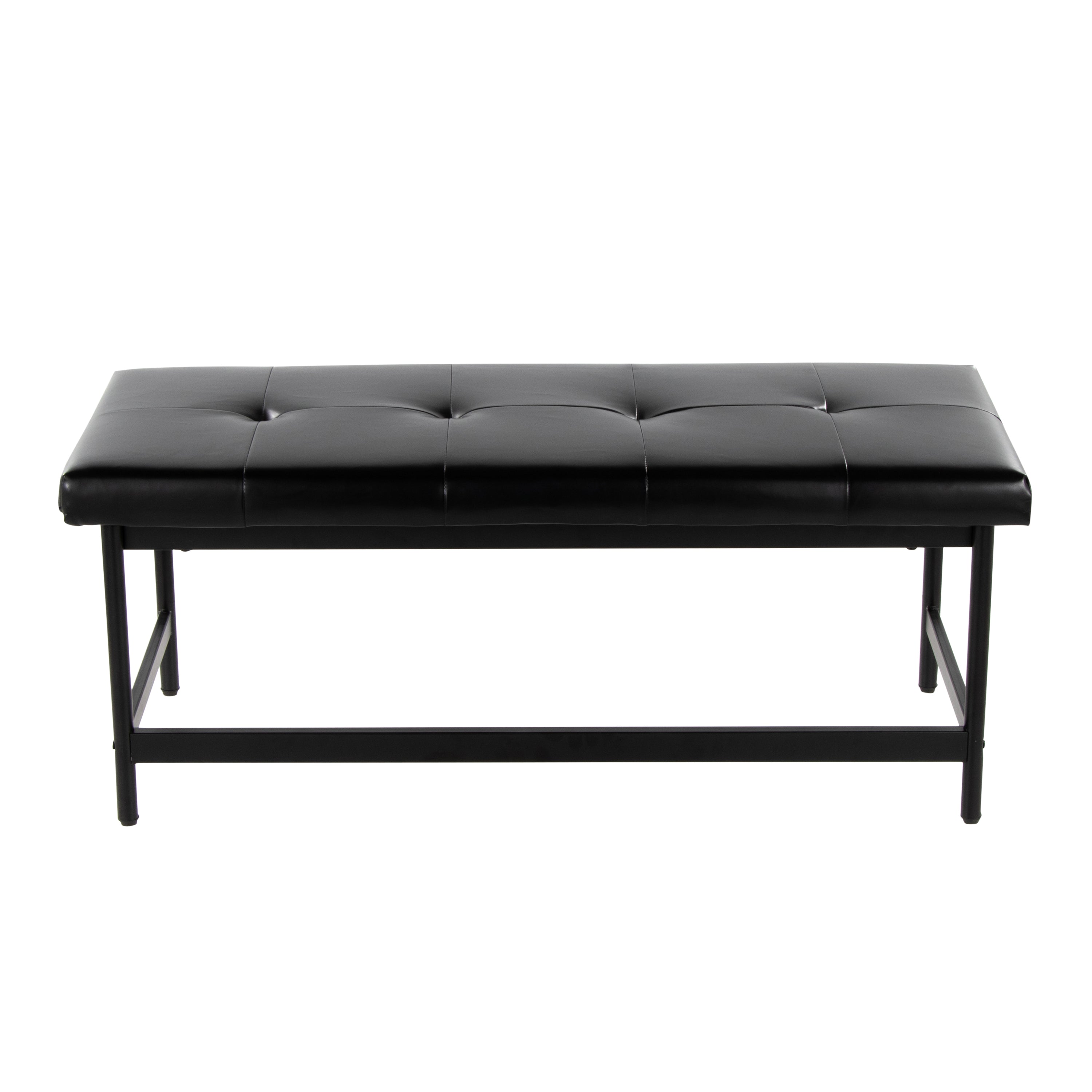 Bench in Black Metal and Black Faux Leather - Grand Goldman Shop