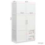 High wardrobe and kitchen cabinet with 2 doors, 2 drawers and 5 storage spaces,white - Grand Goldman Shop