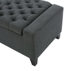 Contemporary Storage Ottoman with Tufted Top in Dark Grey Fabric - Grand Goldman Shop