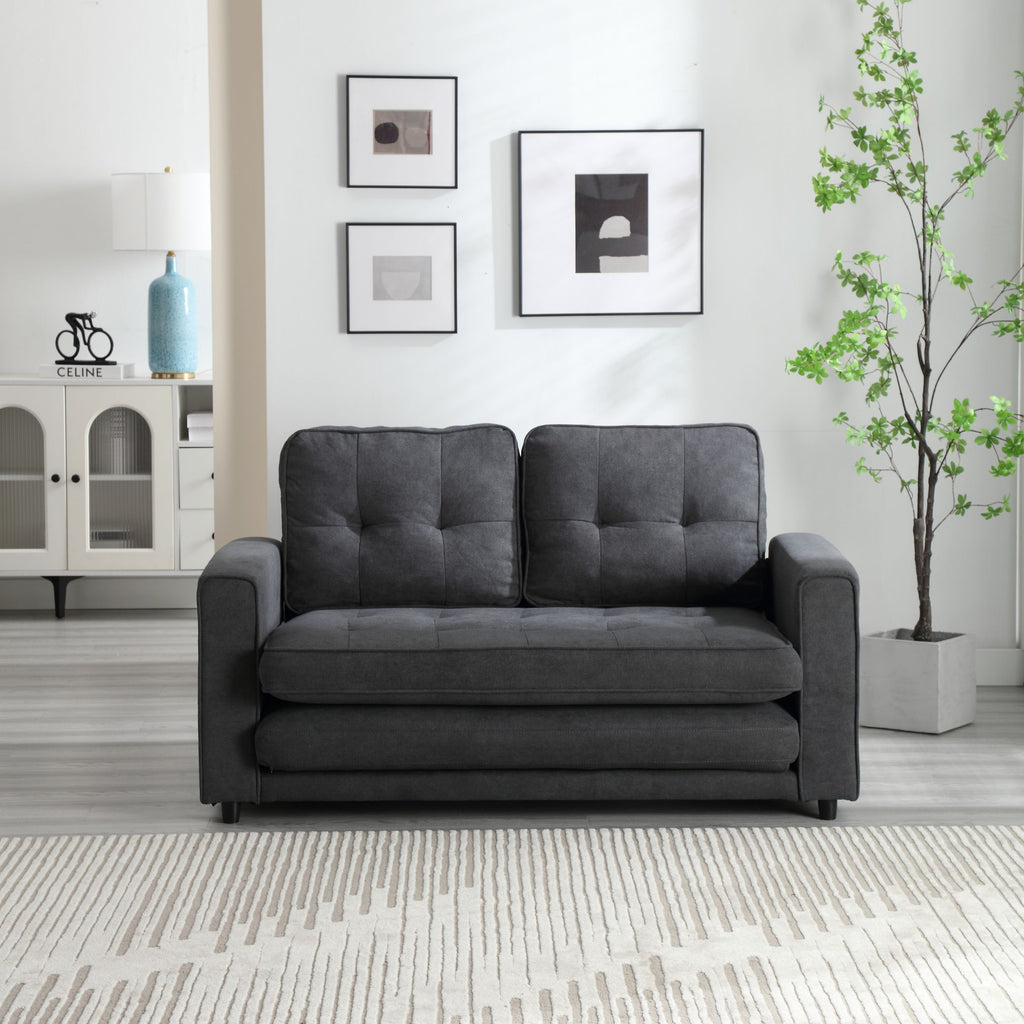 3 Fold Sofa,Convertible Futon Couch sleeper sofabed,Space saving loveseat,Pull Out Couch Bed for Living Room,Dark Gray & Light Gray & Beige,Velvet linen fabric - Grand Goldman Shop