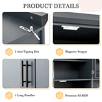 [Assembly Video Provided] TOPMAX 35.5x17.6x70.9inch Freestanding Kitchen Pantry Cabinet, Tall Storage Cabinet with 4 Doors, 2 Door Shelves, 8 Pull-out Trays and Adjustable Shelf for Dining Room, Gray - Grand Goldman Shop