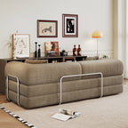78.8' Compression Sofa,Convertible Floor Sofa Bed-with Pillow Back Support Armrest,Comfy Futon Couch Sleeper Bed,Loveseats Boneless Modular Sectional Sofa,Corduroy fabric,for Living Room,Bedroom,Camel - Grand Goldman Shop