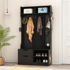 Hall Tree with 6 Hooks,Coat Hanger, Entryway Bench, Storage Bench,for Entrance, Hallwa,black - Grand Goldman Shop