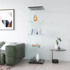 Glass Display Cabinet 4 Shelves with Door, Floor Standing Curio Bookshelf for Living Room Bedroom Office, 64.7'*16.7'*14.3', 