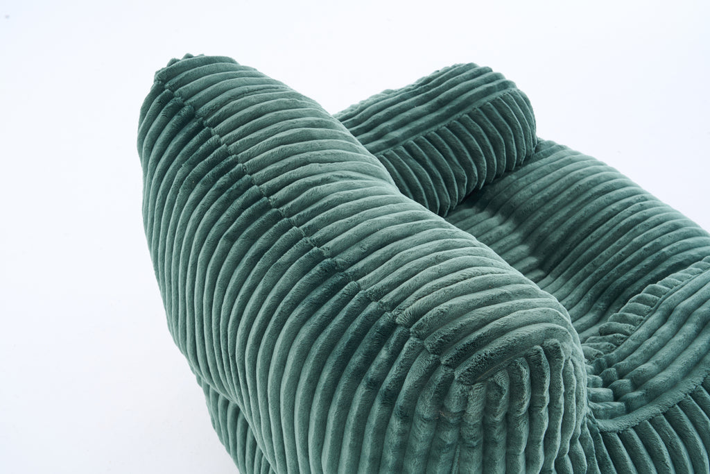 010-Soft Fluffy Corduroy Fabric Bean Bag Chair Filled With Memory Sponge,Green - Grand Goldman Shop