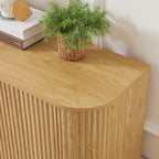 Sideboard Storage Cabinet TV Stand with wave pattern Buffet Cabinet Wooden Vertical Striped Cabinet for Kitchen/Bedroom/Entryway. Natural, 64''W x 15''D x 24''H. - Grand Goldman Shop