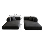 78.8' Compression Sofa,Convertible Floor Sofa Bed-with Pillow Back Support Armrest,Comfy Futon Couch Sleeper Bed,Loveseats Boneless Modular Sectional Sofa,Corduroy fabric,for Living Room,Bedroom,Black - Grand Goldman Shop