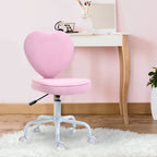 HOMCOM Heart Love Shaped Back Design Office Chair with Adjustable Height and 360 Swivel Castor Wheels, Pink | Premium Home De