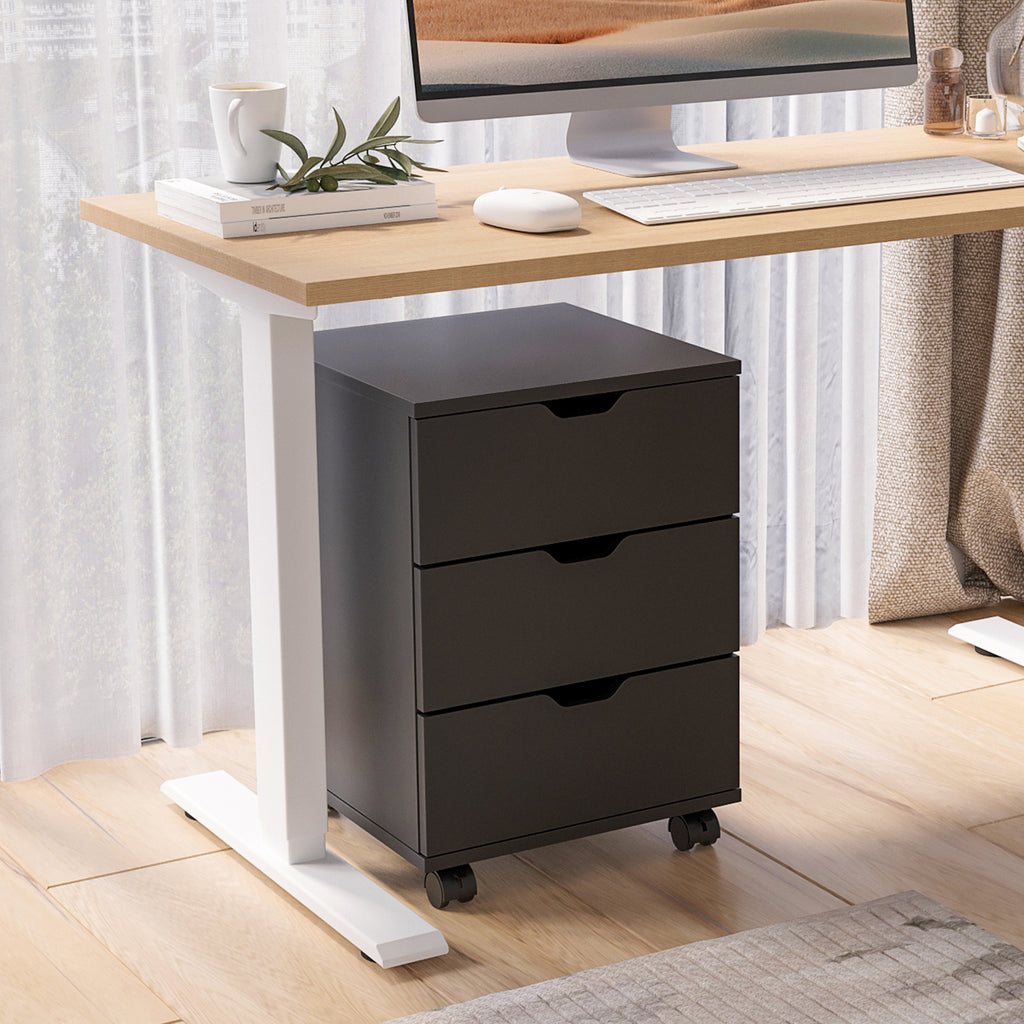 3-Drawer Vertical Filing Cabinet Rolling Wood Mobile File Cabinets Under Desk for Home Office with Casters(Non-Assembled) | P