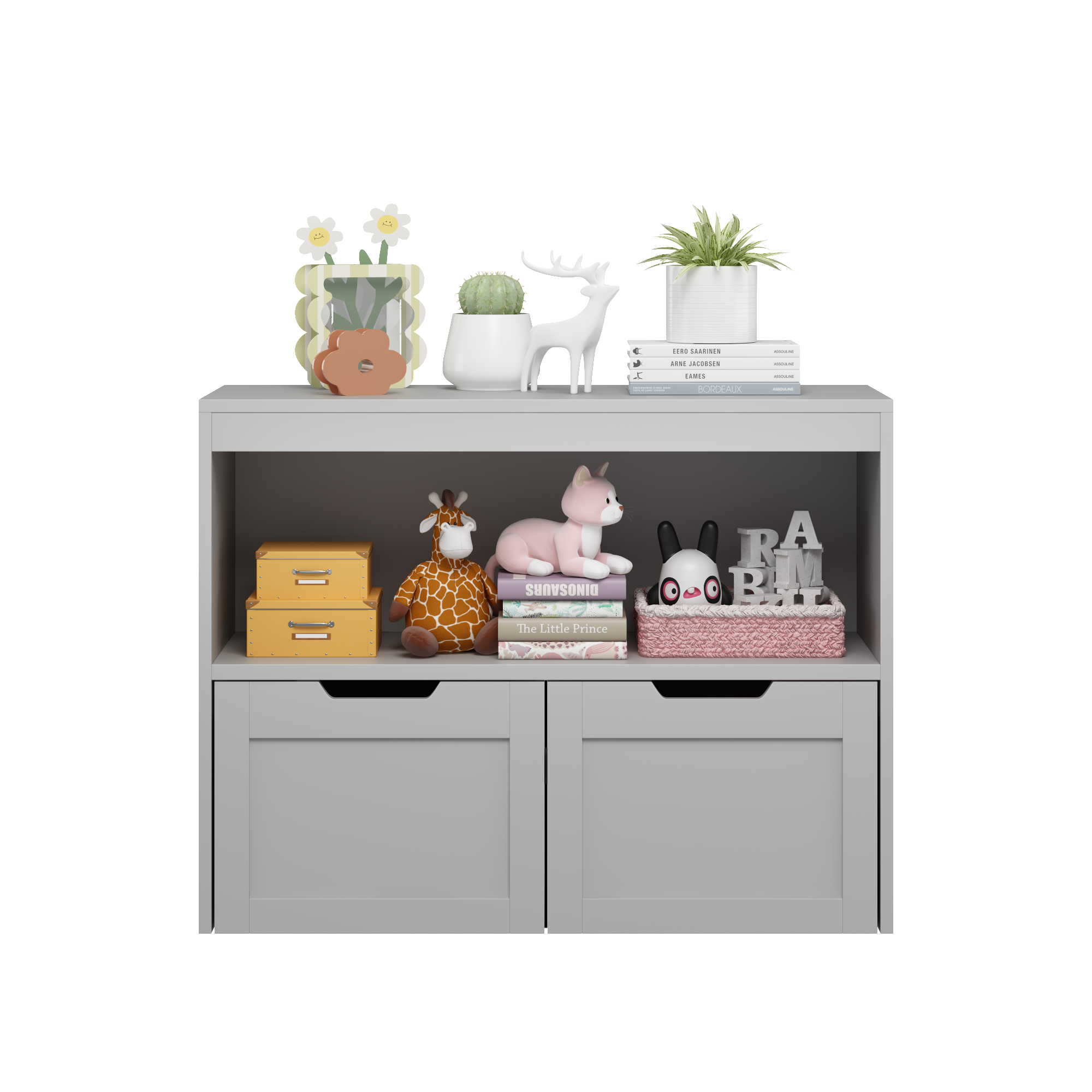 Book Organizer, toy Storage Cabinet Organizer, Gray | Premium Home Decor - Grand Goldman