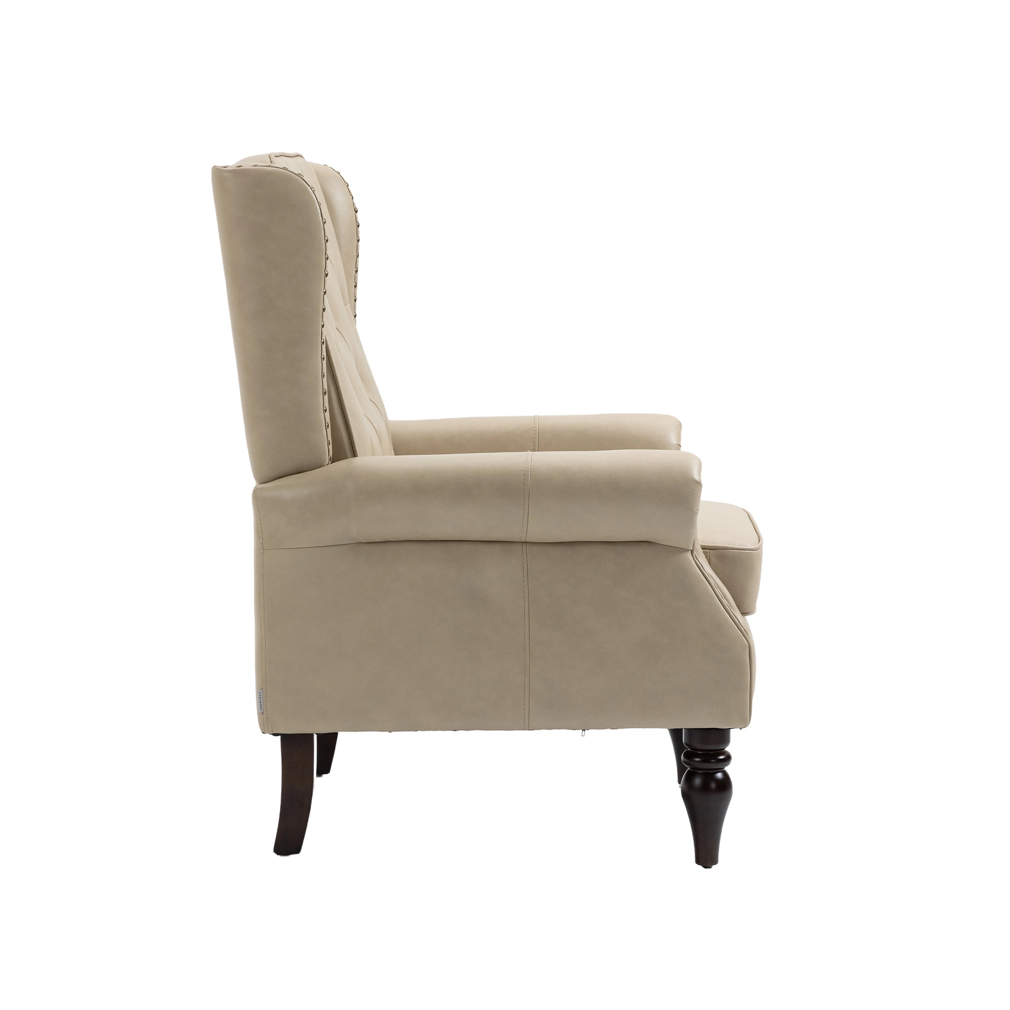 Modern Accent Chair Lounge Chair with Sturdy Wood Legs in Camel PU Leather for Living Room and Bedroom - Grand Goldman Shop