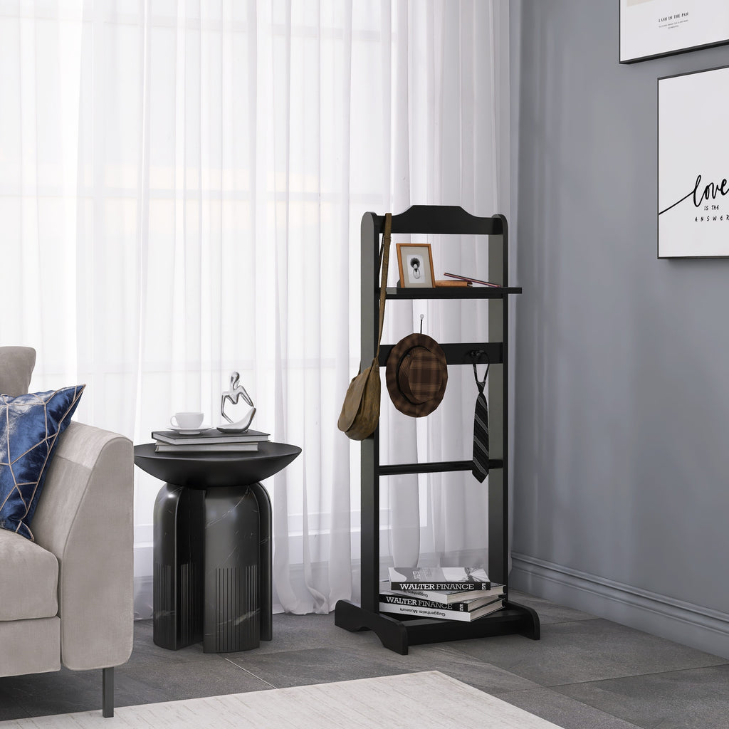 Accent Portable Garment Rack,Clothes Valet Stand with Storage Organizer,Black Finish - Grand Goldman Shop