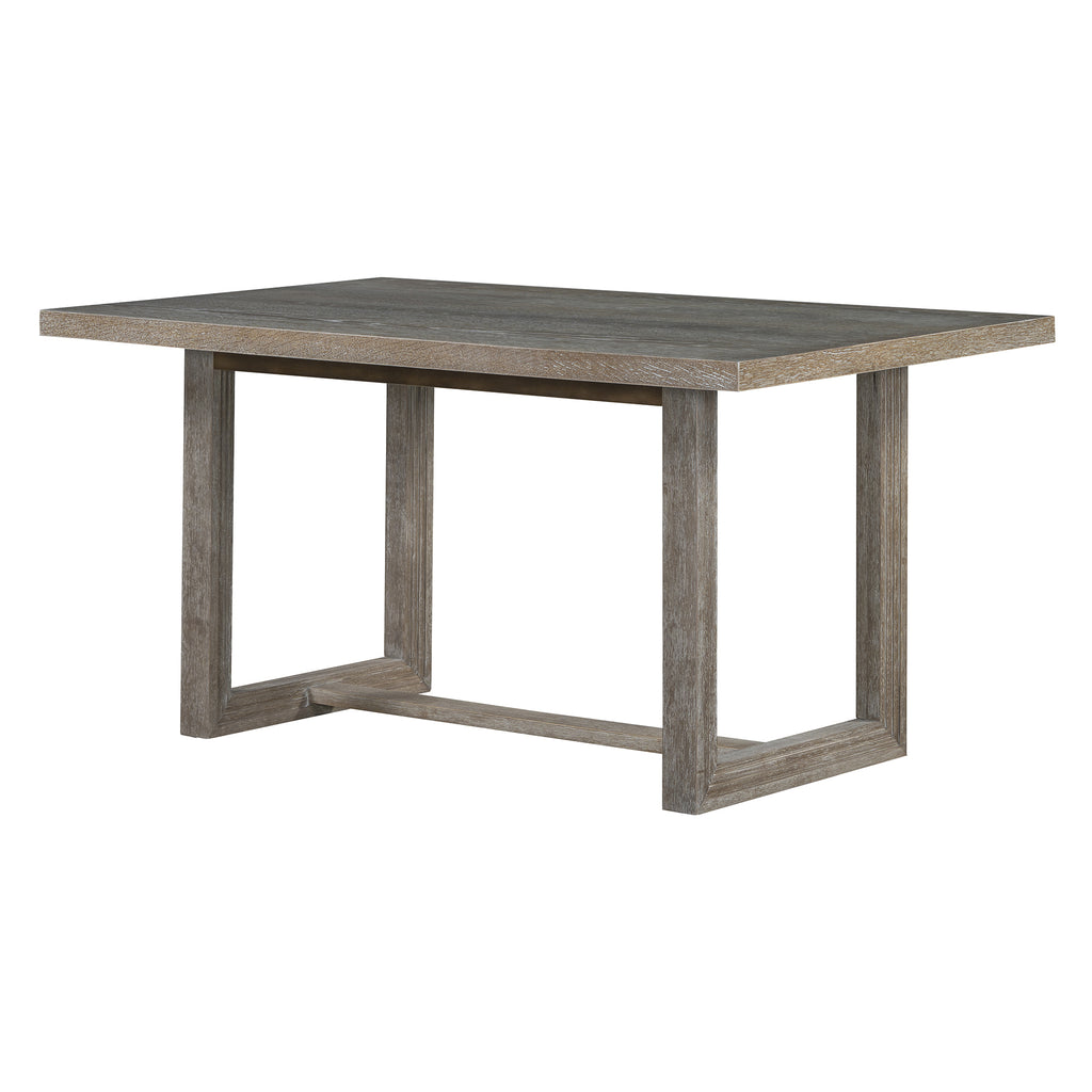 TREXM 6-Piece Retro Dining Table Set for 6, 60' Wood Kitchen Table and Chairs Set of 4 with Bench Designed Trestle Base for kitchen & Dining Room (Gray) - Grand Goldman Shop