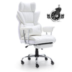 Reclining Office Chair with Footrest, Heavy Duty PU Leather Wide Office Chair, Big and Tall Executive Office Chairs with Lumb