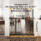 29.5-45.3' Wide Baby Gate with wall protector for Stairs, Dog Gate Indoor for Doorways, No Drilling Pressure Mounted Pet Gate