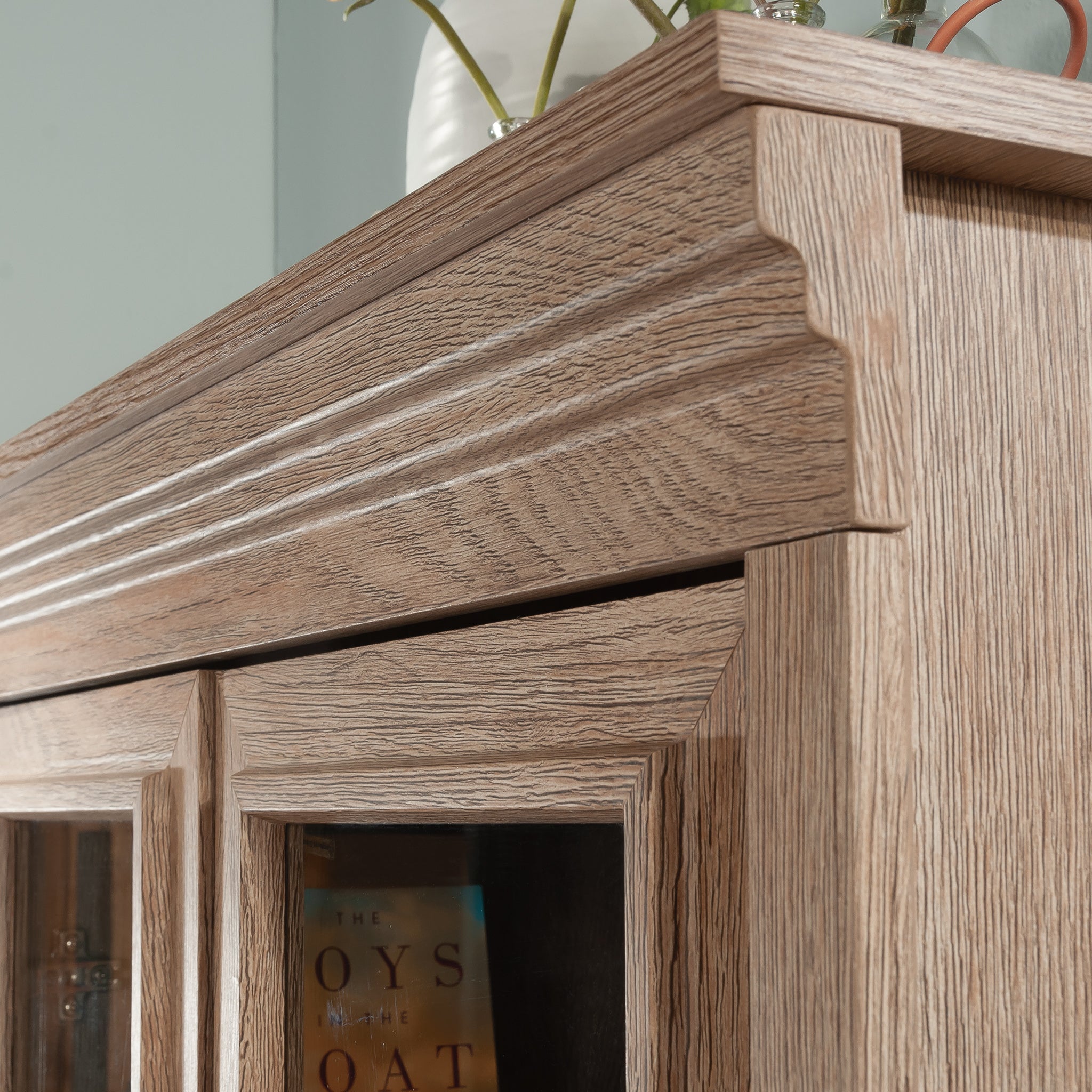 Library Hutch with Glass Doors, Brown finish - Grand Goldman