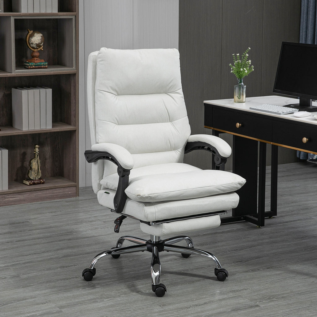 Vinsetto Microfibre Executive Massage Office Chair,  Computer Desk Chair, Heated Reclining Chair with Footrest, Double-tier P