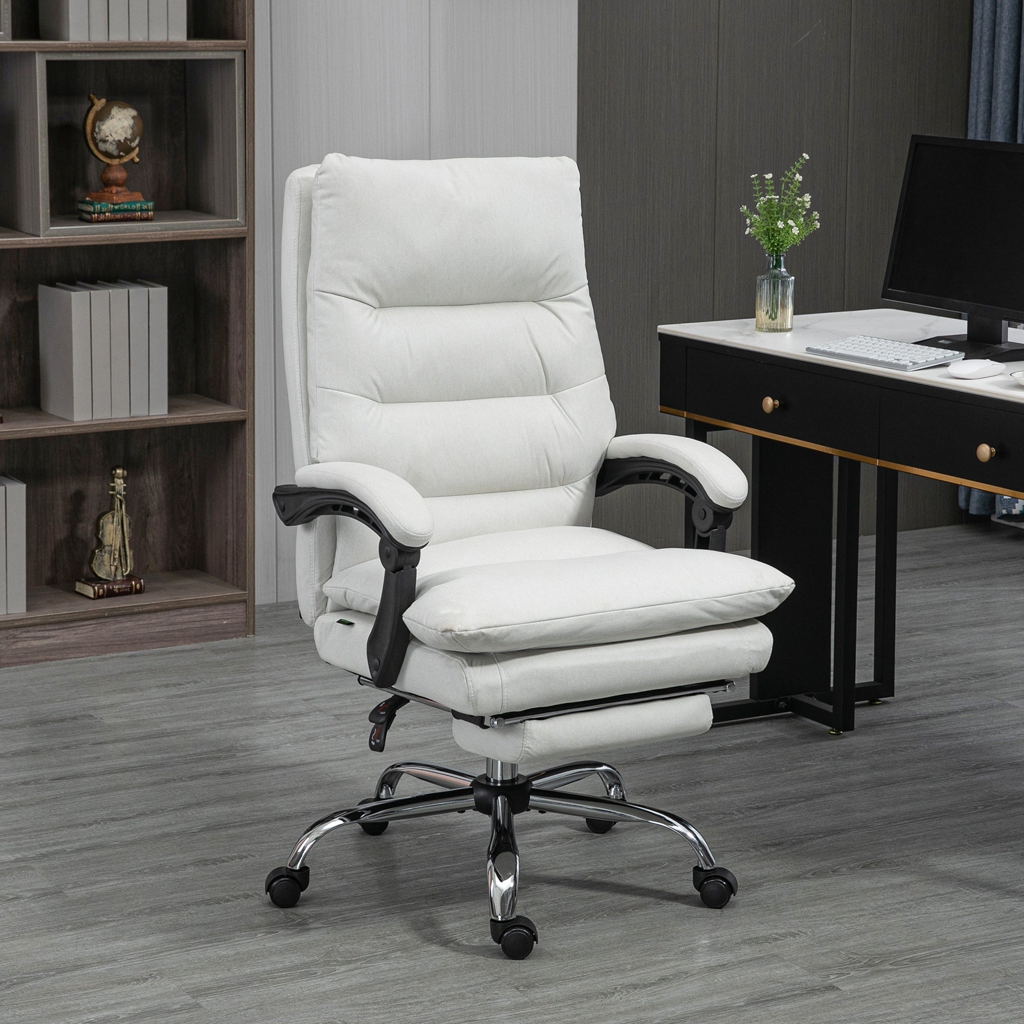 Vinsetto Microfibre Executive Massage Office Chair,  Computer Desk Chair, Heated Reclining Chair with Footrest, Double-tier P