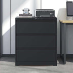 Modern Black 3-Drawer Lateral File Cabinet with Lock, Metal Filing for Legal/Letter/A4/F4 - Grand Goldman
