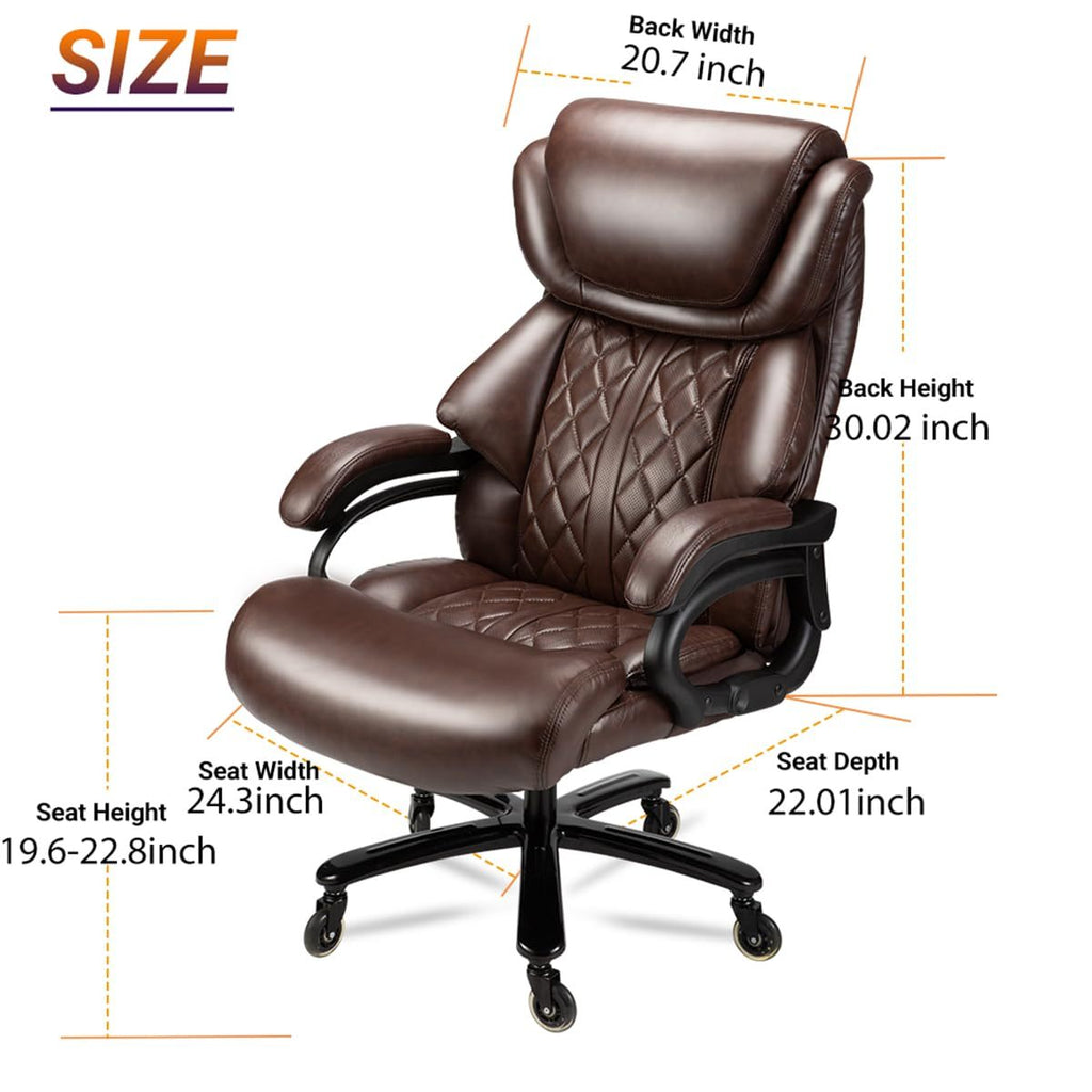 500lbs Big and Tall Office Chair for Heavy People Executive Office Chair with Wide Spring Seat Computer Desk Chair 360 Swivel