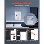 0.83 sq.ft Wall Safe, 3-Tier Hidden Wall Safe with Password, Key & Turning Knob, Q235 Cold-Rolled Steel In-Wall Box with Adju