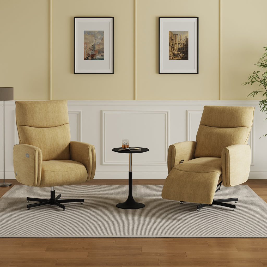 Power Swivel Recliner Chair, Electric Reclining with USB & Type-C Charging, 360° Swivel Velvet Upholstered Accent Chair, for 
