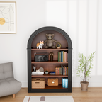 Bookcase, 4-Shelf Tall Bookshelf, 45.66' Wood Open Display Floor Arched Bookcase, Large Storage Organizer for Library, Bedroom, and Living Room (Black) - Grand Goldman Shop