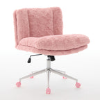 W26.4 inch Wider seat Office Chair,Artificial rabbit hair Home Office Chair with Metal Base,Adjustable Desk Chair Swivel Offi