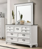 Clelane Wood Bedroom Set with Shiplap Panel Queen Bed, Dresser, Mirror, and Two Nightstands - Grand Goldman Shop