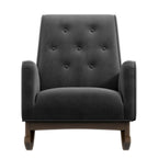 Elegant Style Demetrius Dark Grey Fabric Rocking Chair with Solid Wood Frame for Living Room and Nursery 36.6'H x 27.5'W x 39'D for Living Room Bedroom Reading - Grand Goldman Shop