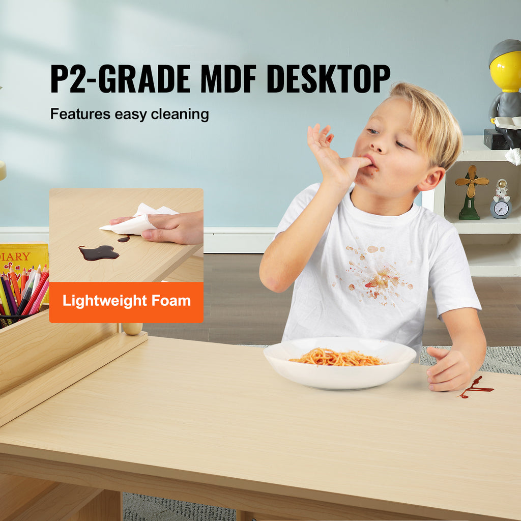 Kids Art Table and 2 Chairs, 2-in-1 Toddler Craft and Play Activity Table, Wood Toddler Table and Chair Set with A Cabinet fo