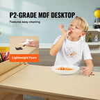 Kids Art Table and 2 Chairs, 2-in-1 Toddler Craft and Play Activity Table, Wood Toddler Table and Chair Set with A Cabinet fo