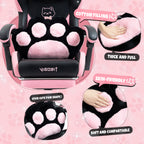 Cute Cat Gaming Chair with Paw Lumbar Cushion, PC Video Gamer Chair for Girl Teen Woman (Black) - Grand Goldman