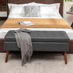 Storage Bench with Storage Bench for Bedroom End of Bed Bench Foot of Bed Bench Entryway Bench Storage Ottoman Bench 43.3' W x 17.7' Dark Grey Leather Bench - Grand Goldman Shop