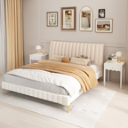 White Nightstand with Drawer, Modern Bedside Table with Wavy Apron Design, Compact End Table for Bedroom Living Room, Small Side Table with Storage - Grand Goldman Shop