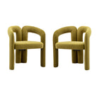 Contemporary Designed Velvet Fabric Upholstered Accent/Dining Chair /Barrel Side Chairs Kitchen Armchair for Living Room set of 2 (Olive Velvet) - Grand Goldman Shop
