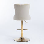 A&A Furniture,Golden Swivel Velvet Barstools Adjusatble Seat Height from 25-33 Inch,Modern Upholstered Bar Stools with Backs Comfortable Tufted for Home Pub and Kitchen Island,Beige,Set of 2 - Grand Goldman Shop