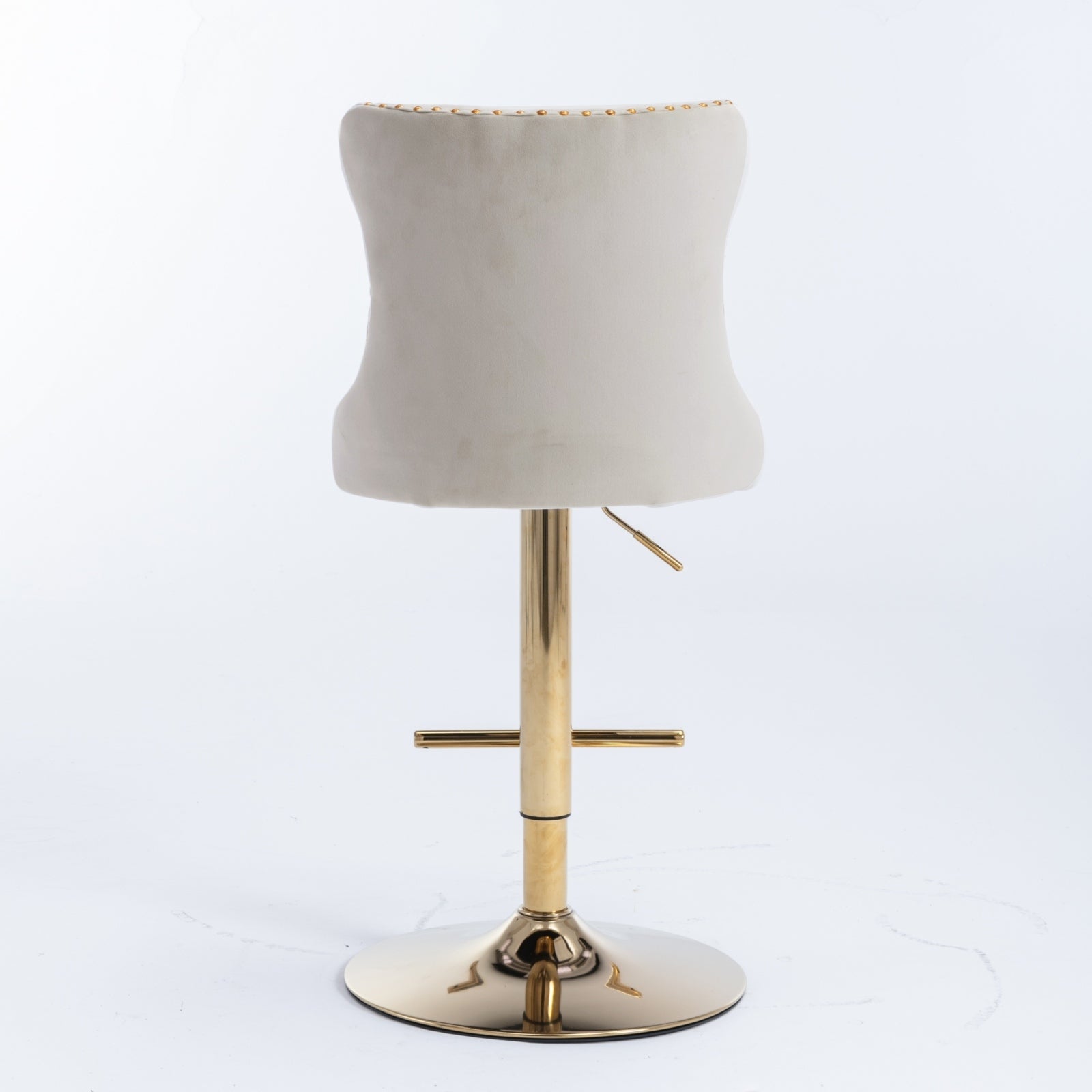 A&A Furniture,Golden Swivel Velvet Barstools Adjusatble Seat Height from 25-33 Inch,Modern Upholstered Bar Stools with Backs Comfortable Tufted for Home Pub and Kitchen Island,Beige,Set of 2 - Grand Goldman Shop