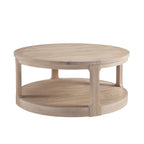 40inch Large Curved 2 Tier Traditional Round Circle Wooden Center Coffee Table,Rounded Table with Wheels,Mid Century Rustic Style Table for living Room,Office,Apartment,OAK - Grand Goldman Shop