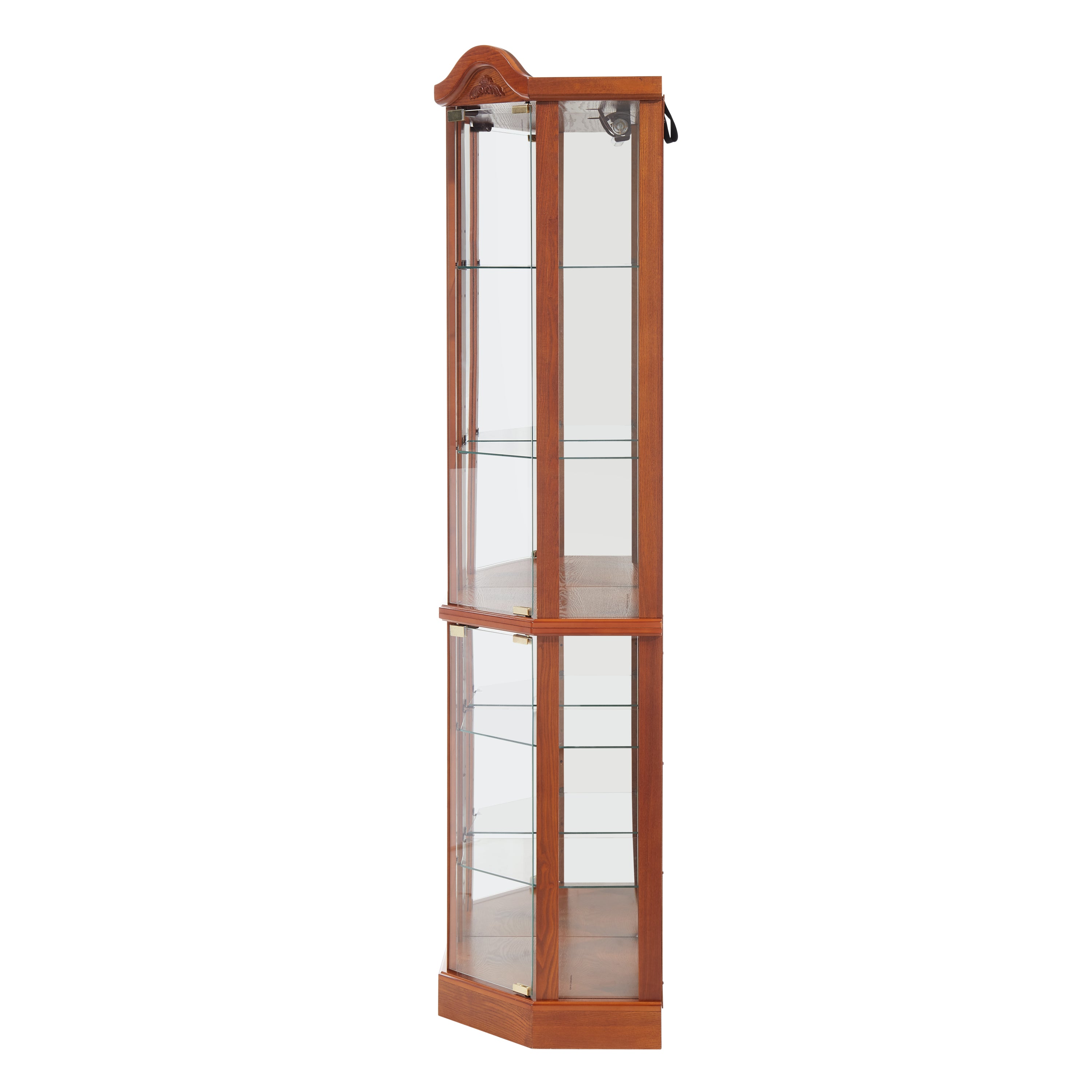 Glass Cabinet Lighted Corner Cabinet Corner Display Curio Cabinet, Glass Display With Light(Included)Bar Cabinet,Wine Cabinet with Adjustable Glass Shelves Carved Decoration OAK Light(Included) - Grand Goldman Shop