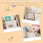 Kids Bookshelf and Toy Storage Organizer, Montessori Bookcase for Toddler Nursery, Wooden & Fabric Book Shelf with Anti-Tip S